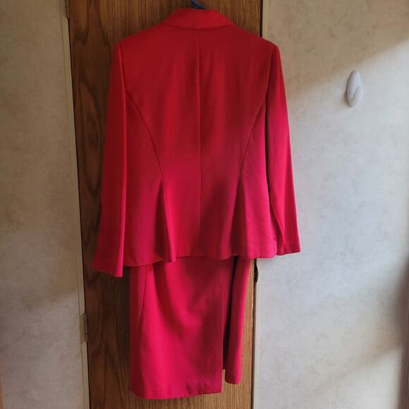 Vntg Plaza South Petite 2004 Red Soutache Skirt Suit Set 16P Quietlux Occasion - Picture 4 of 9
